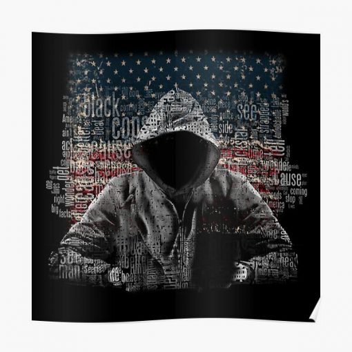 Untouchable, T-Shirt, Eminem Revival Album, Word Cloud with Grunge American Flag Poster RB0704 product Offical eminem Merch